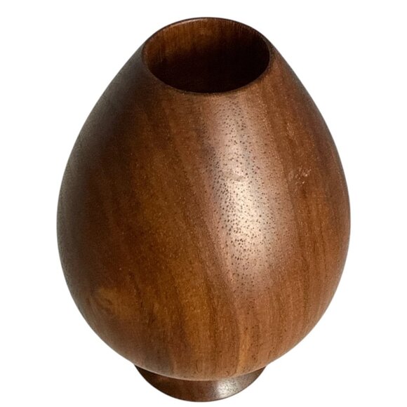 Victor Baslev Signed Hand Turned Rosewood Vase Mid Century 5.5” - Picture 4 of 5